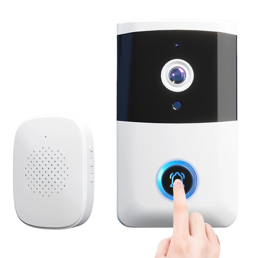 WiFi Wireless Video Doorbell IR Night Vision Smart Door Bell Two-way Audio Visual Doorbell for Home Alarm System