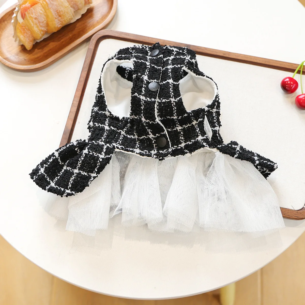 Luxuriöses Rosen-Hundekleid für den Winter, dickes Prinzessinnenkleid mit Schleife, Hochzeitskleid für kleine Haustiere, Katzenkostüm, Rock für Terrier, Yorkies, Mops – Detail 13