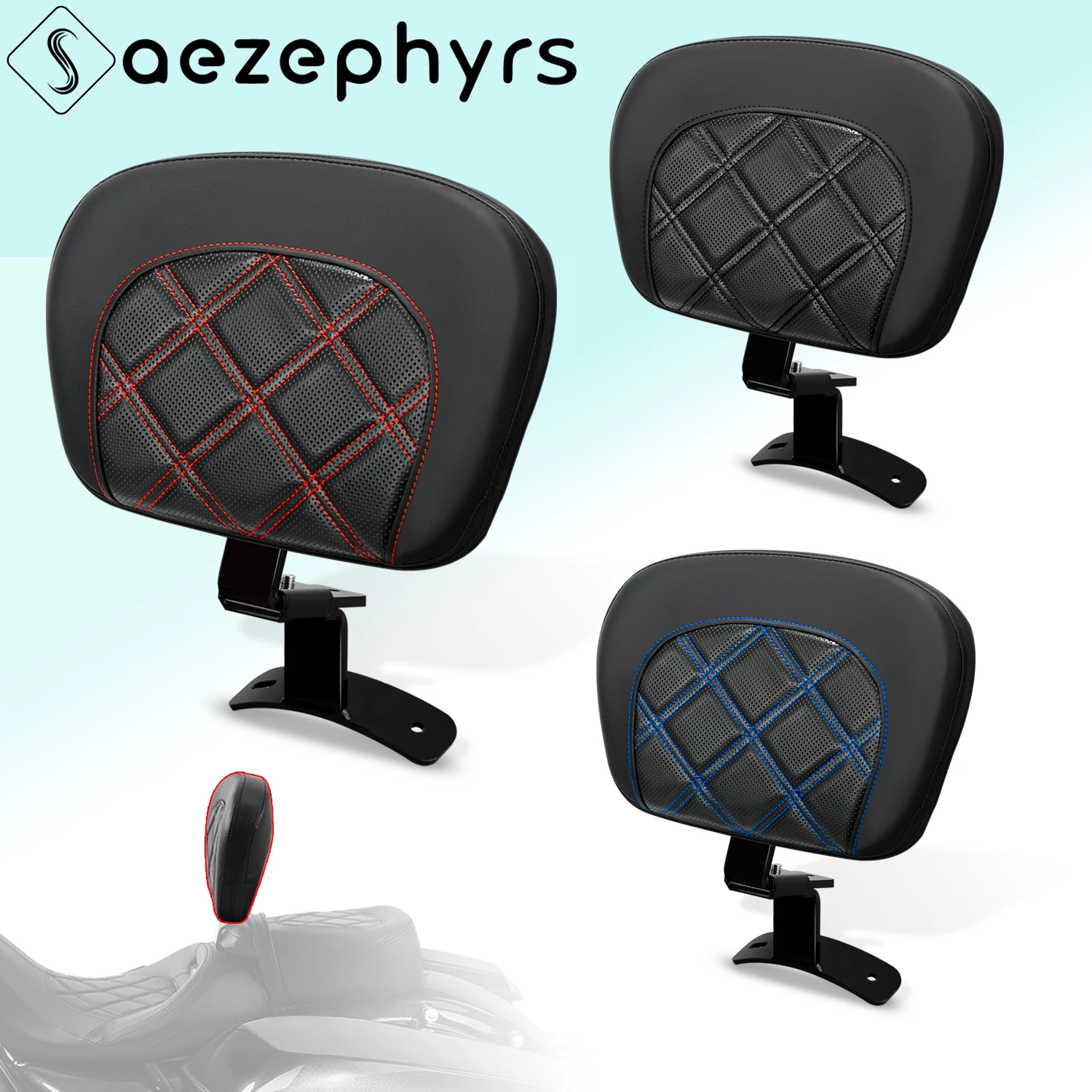 

Motorcycle PU Leather Seat Back Rest Adjustable Driver Backrest Pad for Harley Touring CVO Electra Street Glide Road King 09-23