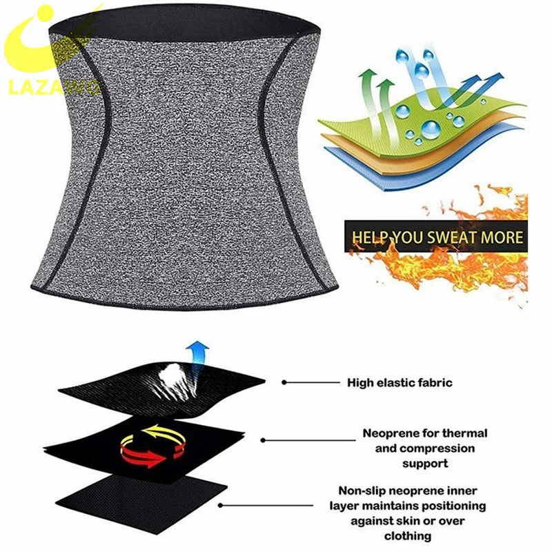 LAZAWG Mens Neoprene Waist Trainer Belt Slimming Body Shaper Sauna Sweat Weight Loss Reduce Corsets Burner Workout Stomach Belt