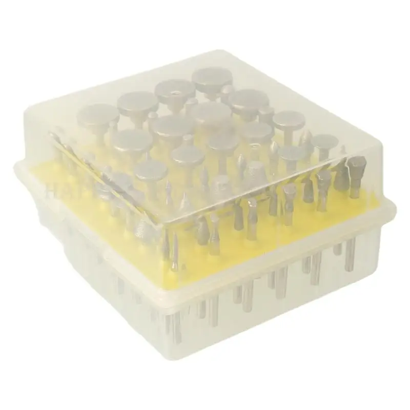 Set Mata Bor Gerinda Berlian 50 pcs, Mata Bor Gerinda Shank untuk Dremel, Alat Putar Abrasif, Kepala Gerinda, Mata Bor Berlian