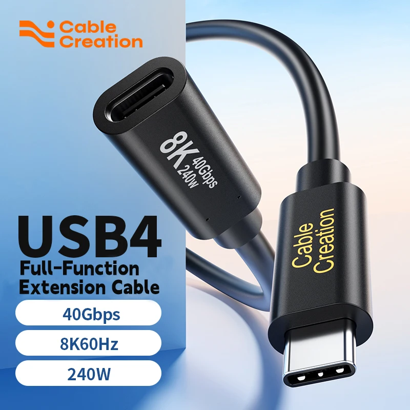 CableCreation 40Gbps USB4 Extension Cable Type C Male to Female 8K 4K@60Hz 240W PD Charging Thunderbolt 4/3 USB4 for MacBook Hub