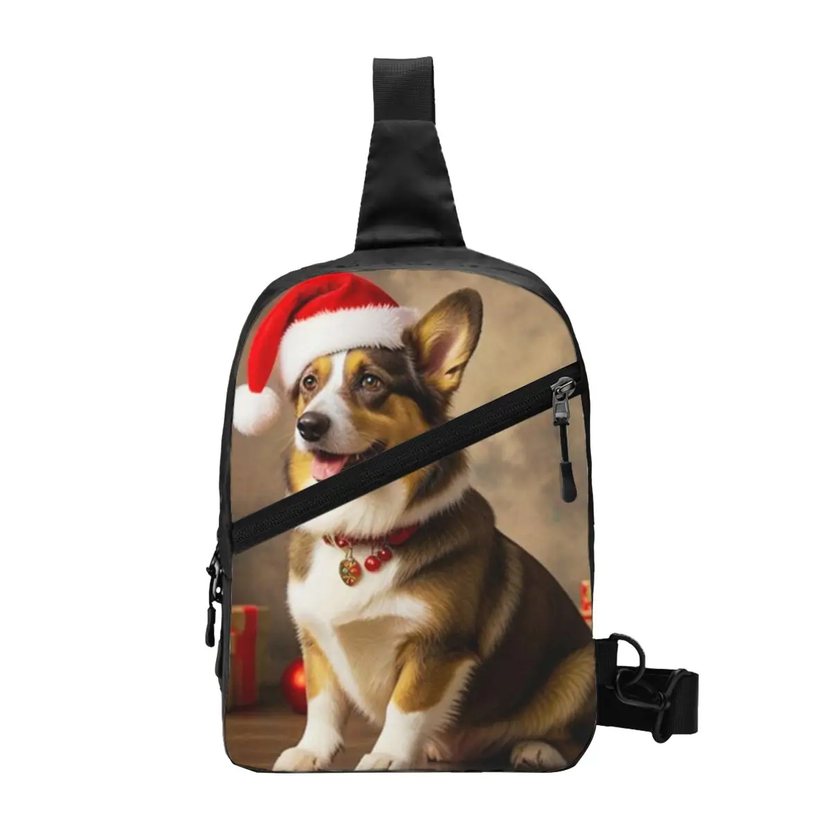 Cardigan Welsh Corgi Dog Christmas Chest Bag Men Sling Crossbody Backpack Chest Bag Travel Hiking Daypack Shoulder Bag