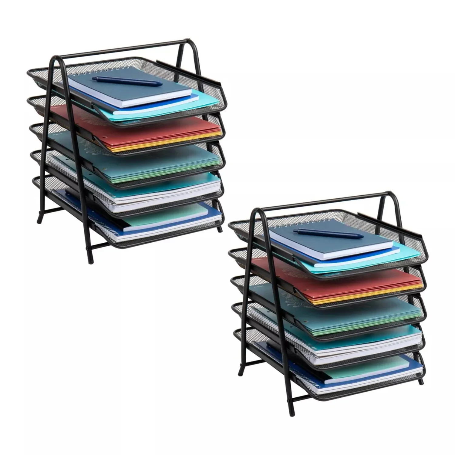 

Mind Reader Network Collection Plastic 5-Tier Paper Tray File Storage Desk Organization Set of 2 Black