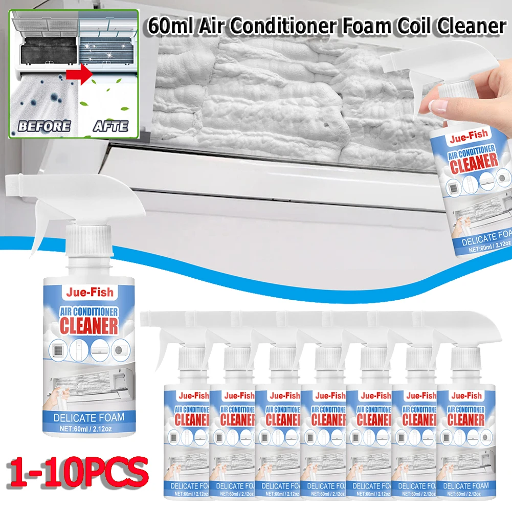 60ml Air Conditioner Cleaner Spray Condenser Coil Cleaning Deodorizer Air Conditioner Foam Coil Cleaner Air Filters Bubble Clean