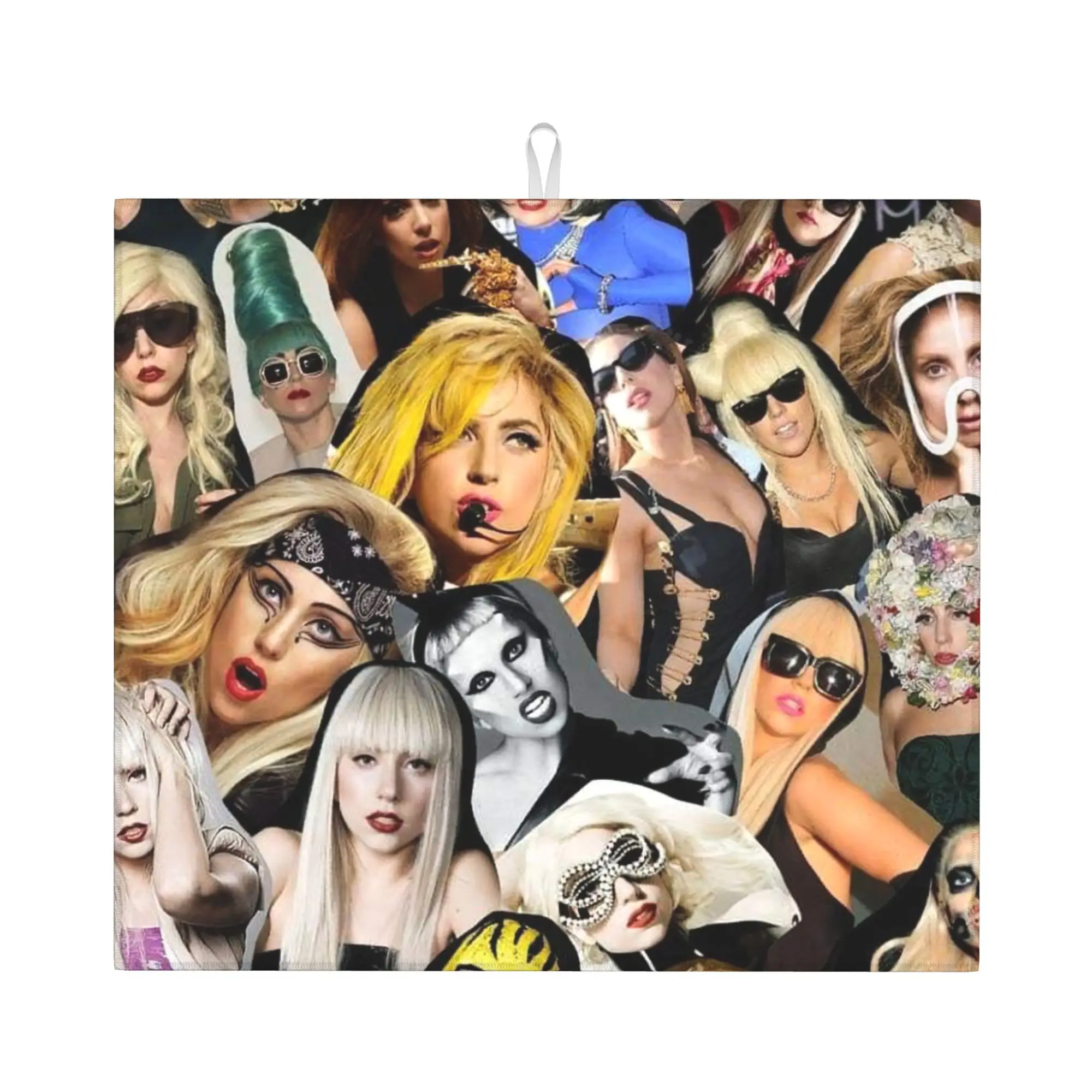 Drying Mat For Kitchen Lady Gaga Mayhem Music Singer Water Absorbent Waterproof Reusable  On Slip Kitchen Counter Protector Mat