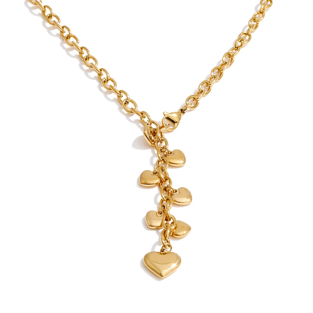Yhpup 56 cm acier inoxydable coeur goutte chaîne collier 16K et platine PVD plaqué mode charmant moderne bijoux étanche cadeau