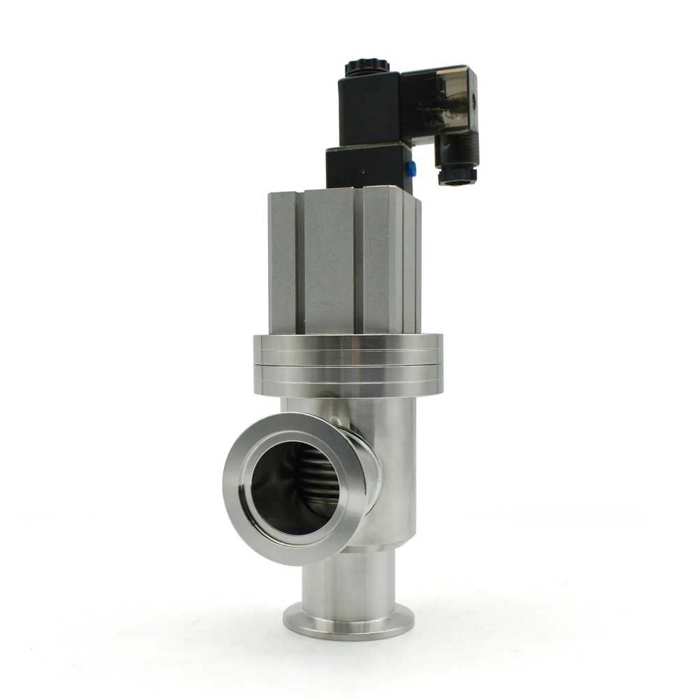 KF16 KF25 KF40 KF50 Vacuum Pneumatic Angle Valve 24/220V Y-shaped L-shaped SS304 Vacuum Flange Gas Safety Flapper Valve