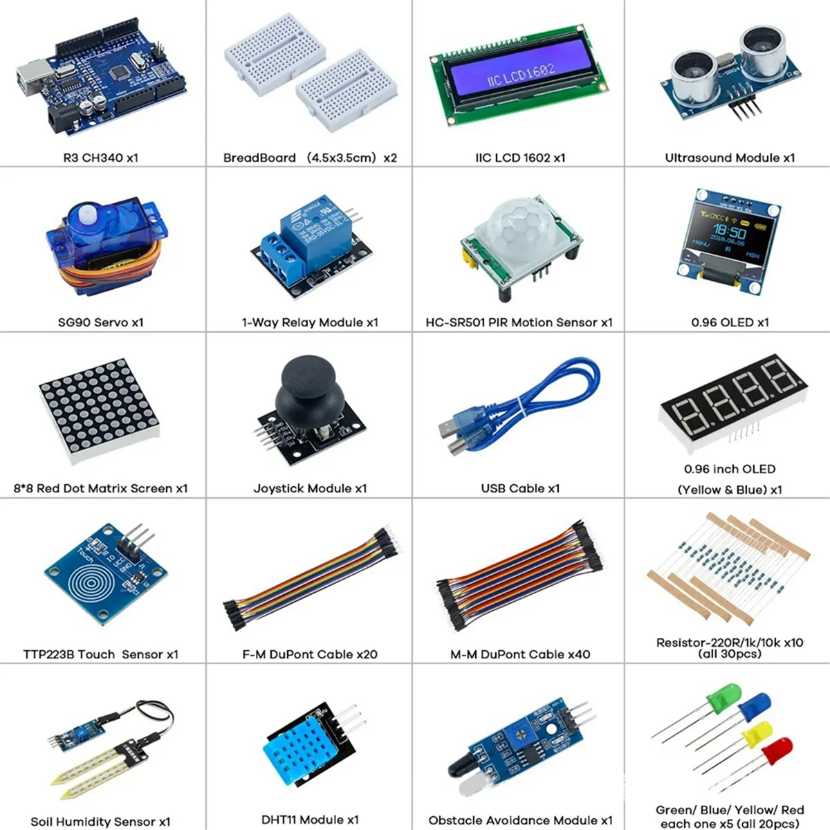 Starter Kit for LCD1602 OLED0.96 for Arduino R3 Set Improvement Development