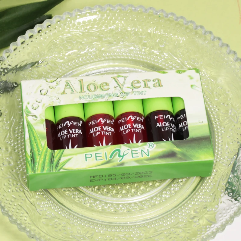 6-pack aloe vera tinted lip oil, hydrating and moisturizing small set lip glaze, lip care long-lasting moisturizing lip oil