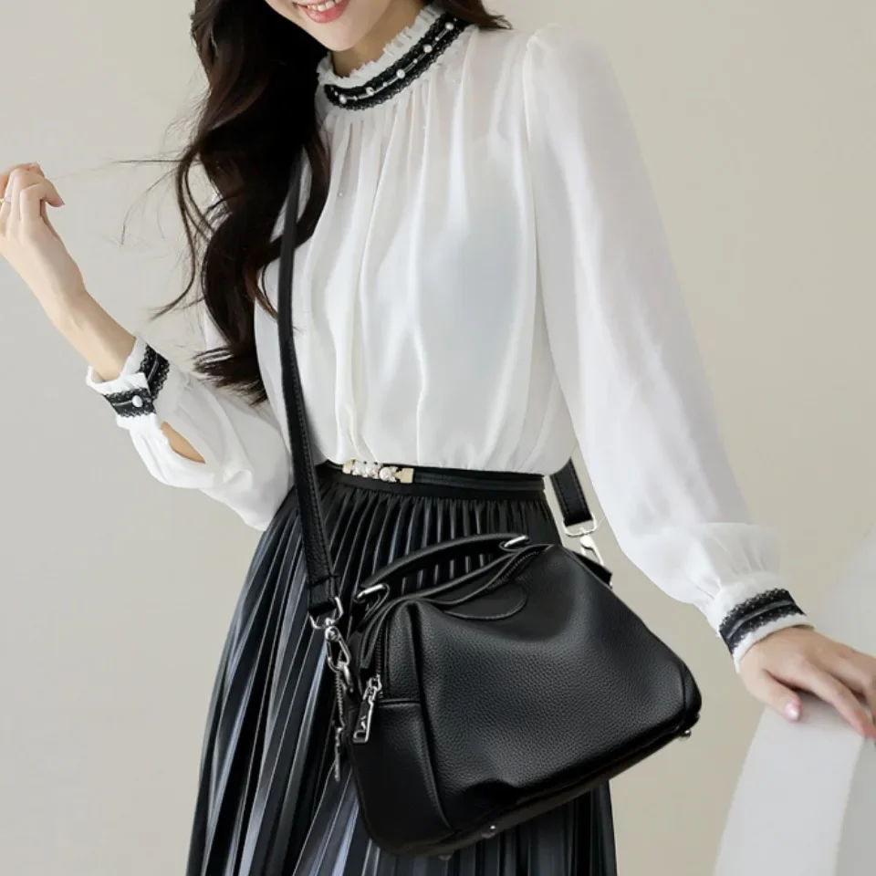 Large Capacity Luxury Leather Women Tote Bag Designer Many Pocket Female Shoulder Messenger Bags Ladies Handbag Sac A Main