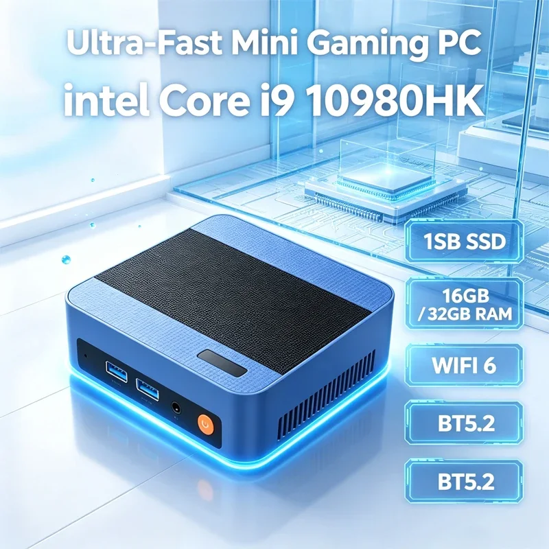 New 2026 Mini PC Intel Core i9 10980HK Gaming Mini Computer Windows 11 16GB DDR4 RAM 1TB NVMe SSD WiFi 6 BT5.2 Mini Desktop
