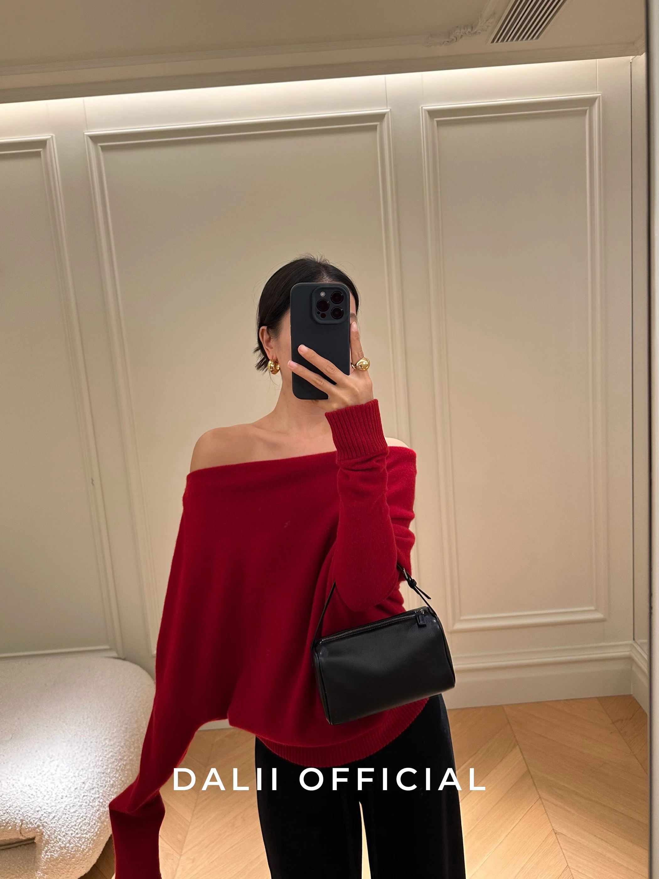 

Свитер из кашемира с асимметричным вырезом и рукавами «летучая мышь» DALII OFFICIAL, повседневный, свободного кроя, с длинными рукавами