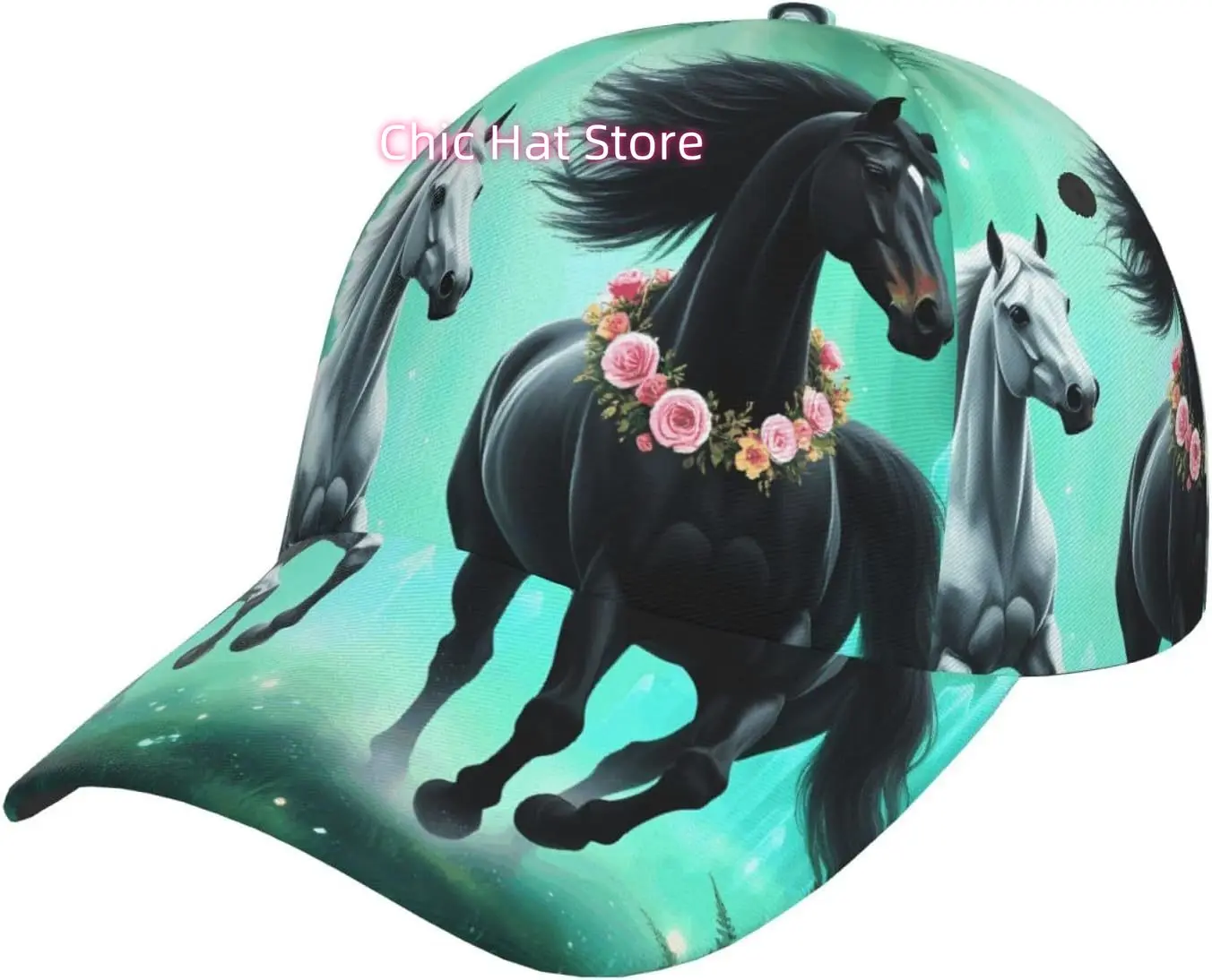 Ethereal Equine Ballet Pattern Baseball Cap Adjustable Cotton Baseball Hat for Sports, Outdoor, Travel Gifts for Men Black