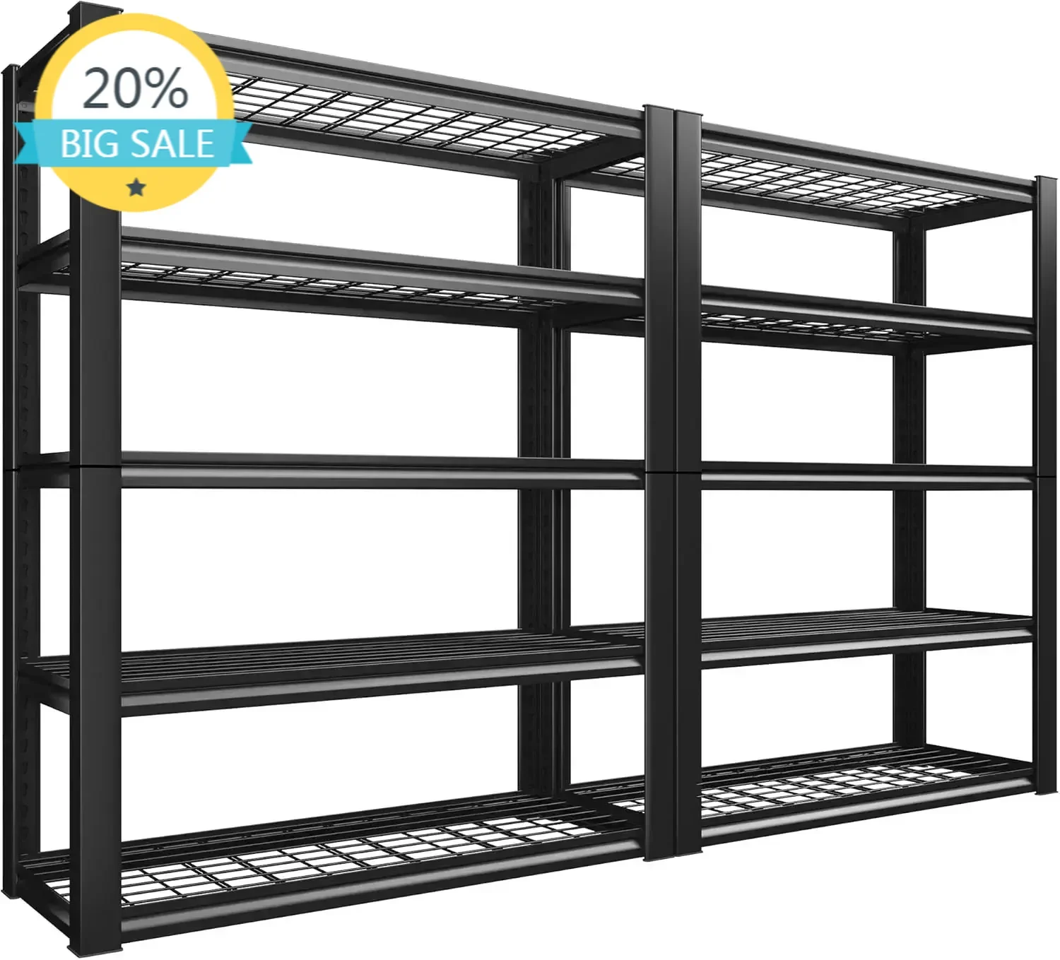 

Bestseller72''H Garage Shelving Heavy Duty Garage Storage Shelves 2500LBS Heavy Duty Shelving Adjustable 5 Tier Metal Shelves