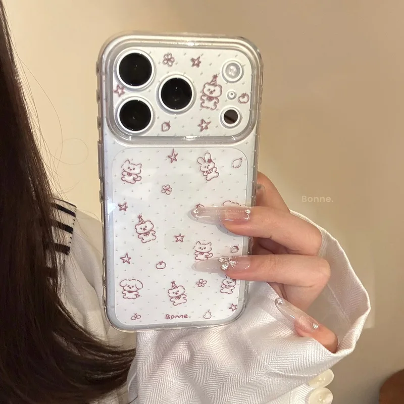Cute Chocolate Bear Print Clear Soft TPU Shockproof Anti-drop Portable Protective Cover Case for iPhone 17 Pro Max