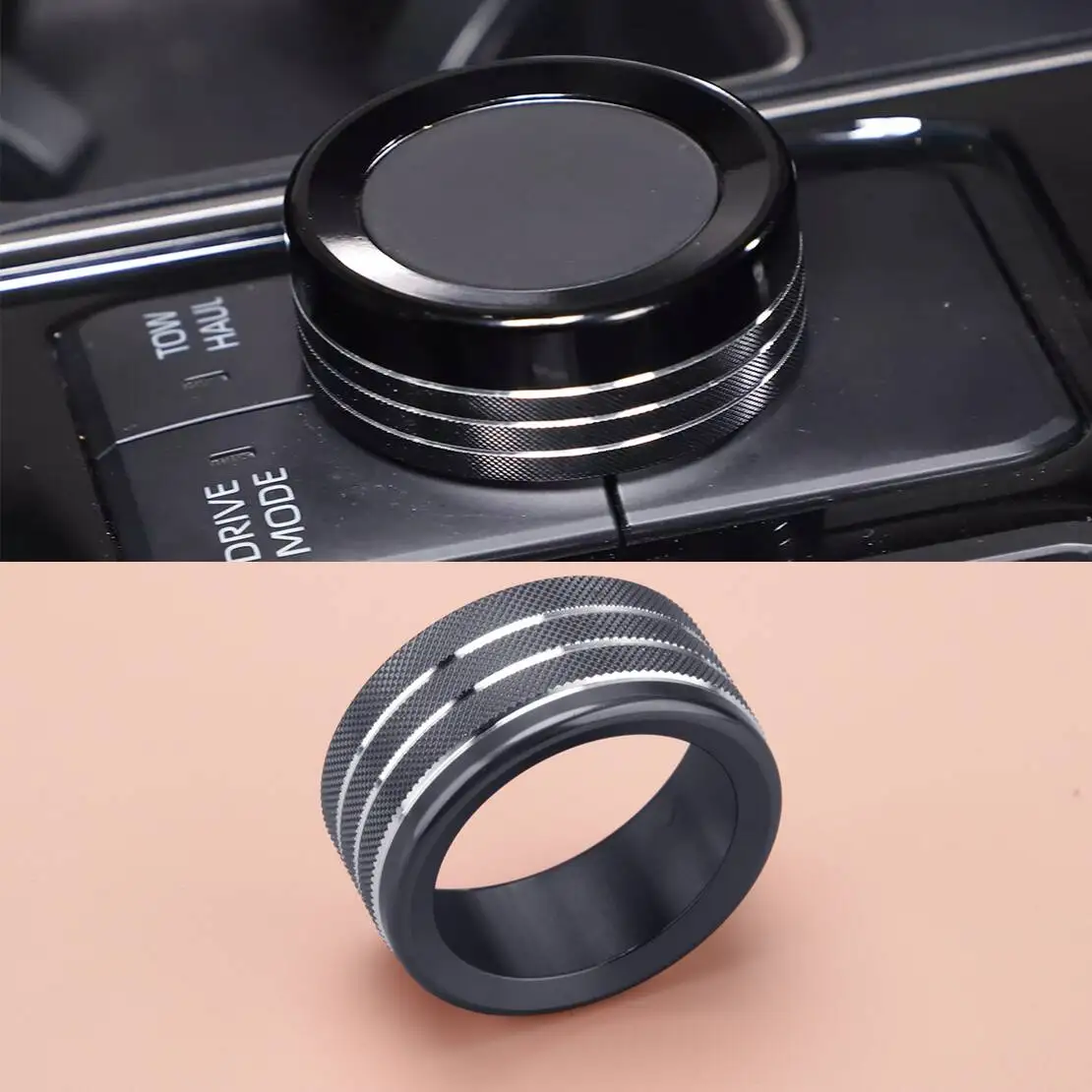 Car Drive Mode Tune Adjust Knob Ring Cover fit for Toyota Tundra 2022 2023 2024 Black Aluminum Alloy