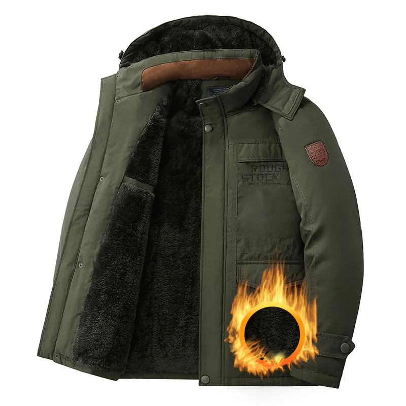معطف سميك الشتاء في الهواء الطلق الجري الرياضة يندبروف الدافئة الصوف مقنعين سترة البضائع الرجال القابلة للإزالة سميكة الدافئة جاكيت من الصوف