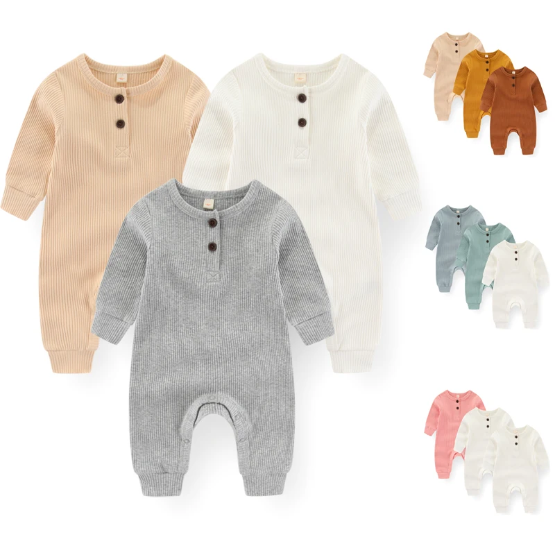 

1/2/3 Pieces Solid Color Unisex Baby Girl Clothes Long Sleeve Newborn Baby Boy Clothes Sets 0-24M Autumn Rompers