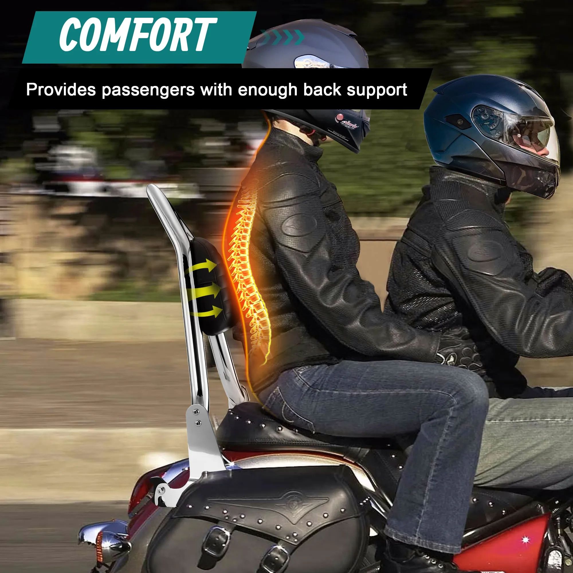 26 "dyna sissy bar encosto traseiro destacável do passageiro para harley 2006-2017 street bob low rider sport super glide switchback