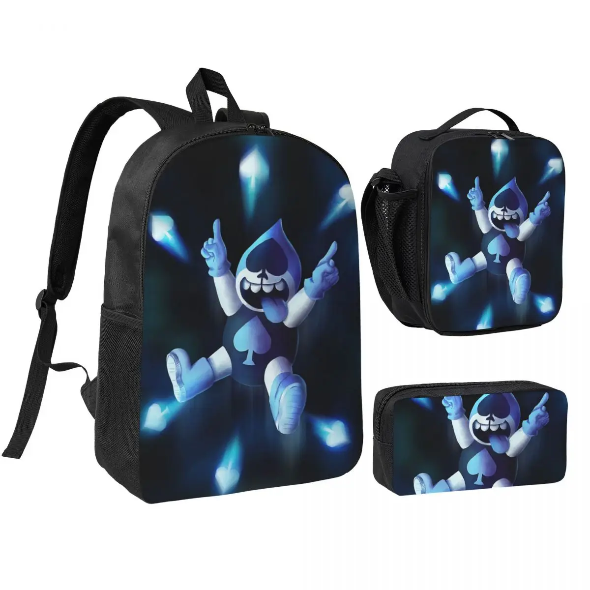 

3Pcs Lancer Face Theme School bags Set for Girls Boys Pencil Boxes Backpack Sets with Lunch Box For School Students Knapsack