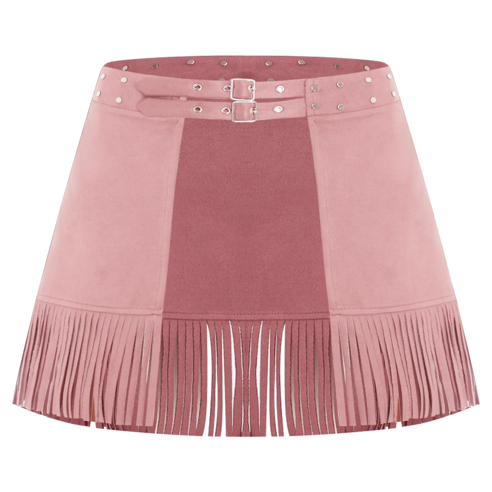 

Женские винтажные юбки, стильные заклепки, пояс спереди, открытая мини-юбка с кисточками, нижняя юбка в стиле вестерн, пастушка, ретро, хиппи, косплей