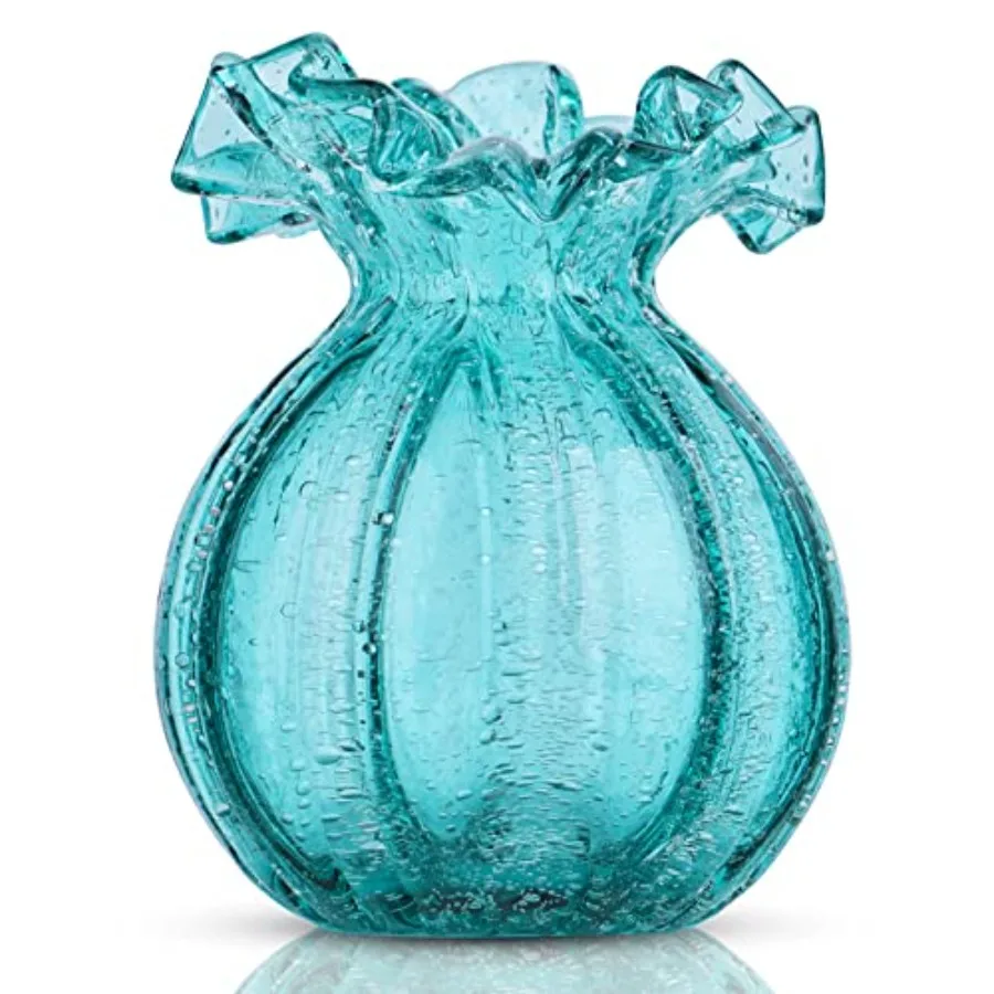 

Ваза из выдувного стекла, зеленая, в стиле арт-стекло, современная, для гостиной, кухни, свадебного или обеденного стола, украшение для центрального стола, Flow