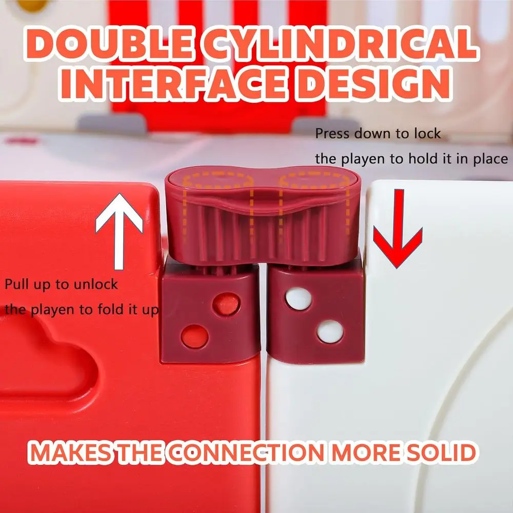 روضة أطفال قابلة للطي مكونة من 18 لوحة مع حصيرة، باب قابل للقفل للاستخدام الداخلي والخارجي الآمن