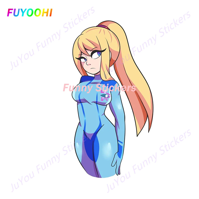 FUYOOHI Funny Stickers Exterior Accessories Personality Metroid Hot Girl Samus Aran Anime Car Window Decal Sticker Styling JDM