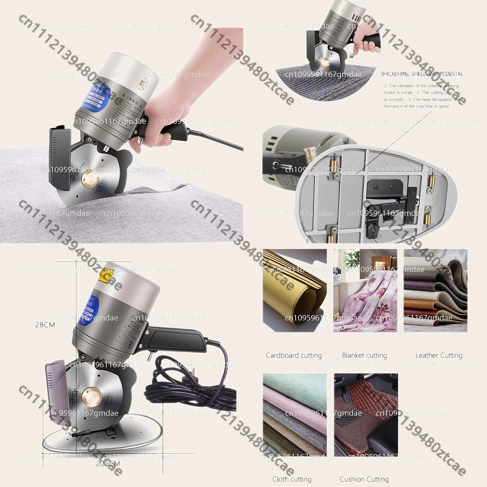 350W 125MM Electric Round Knife Cutting Machine for Fabric Leather Cloth Cardboard 4.5CM Thick