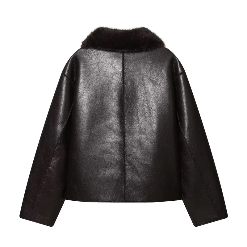 2025 Fall/Winter Hot Fashion Elegant High Street Reversible Faux Leather Luxurious and Refined Jacket