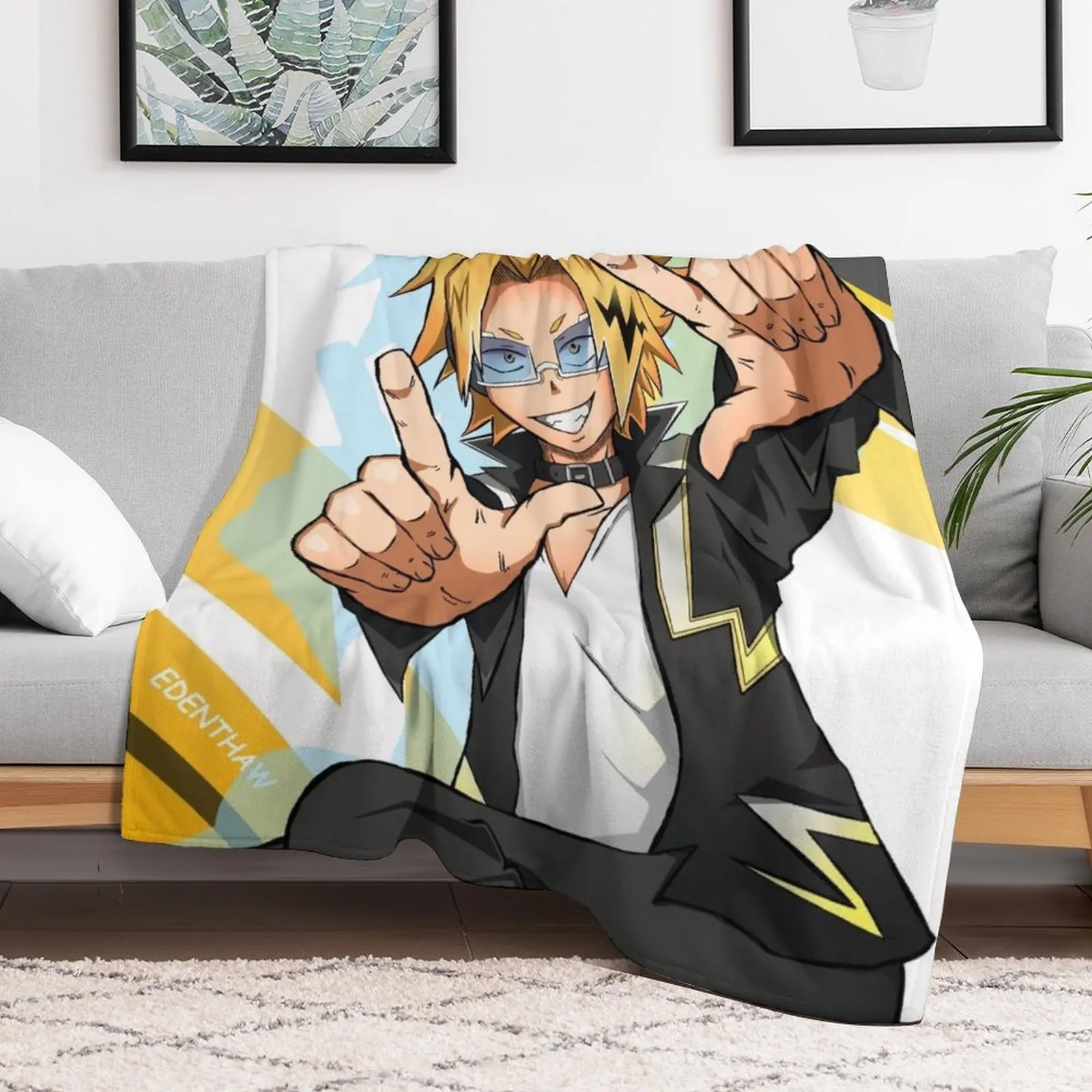 Smile! - Boku No Hero Electrifying Denki Throw Blanket Blankets For Sofas Moving Blankets