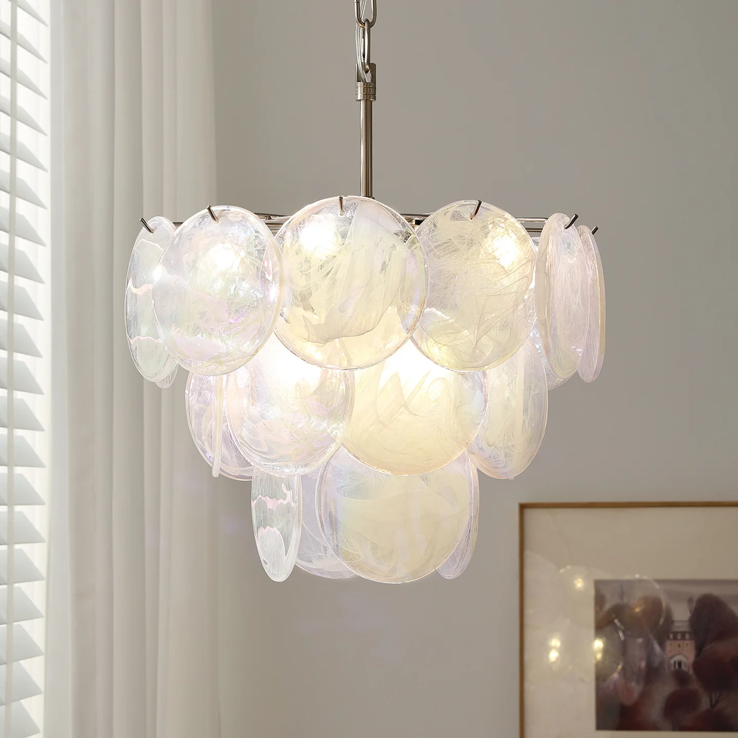 High-End French Design Cloud Glass Lamp - Artistic Colored Glass Ceiling Chandelier for Living Room Dining Room Kids Bedroom