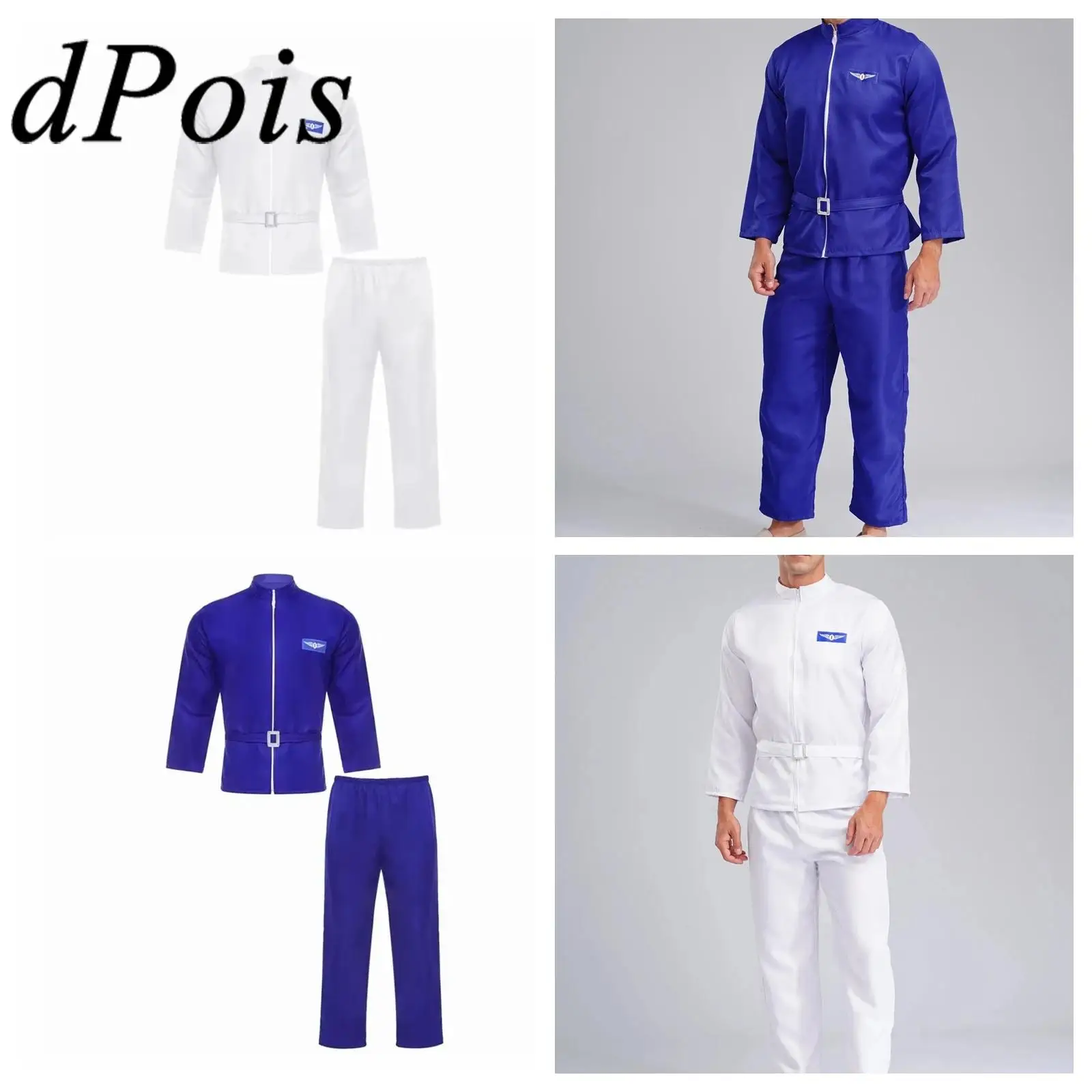 

Adult Mens Astronaut Costume Alien Dress Up Shirt Tops Pants Set Space Man Explorer Flight Suit Halloween Cosplay Costume