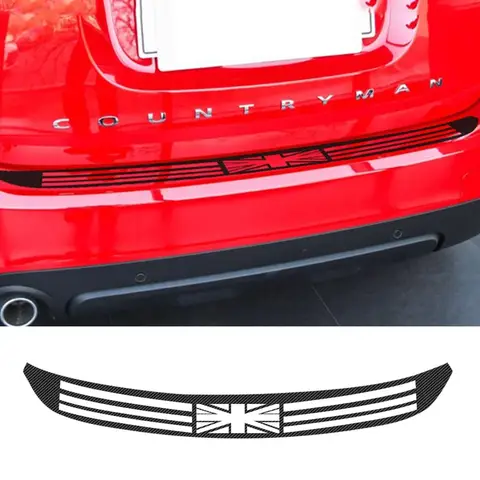 Car Rear Bumper Trunk Sticker Load Edge Protector Guard Trim Carbon Fiber Union Jack Decoration For MINI Cooper R60 Countryman