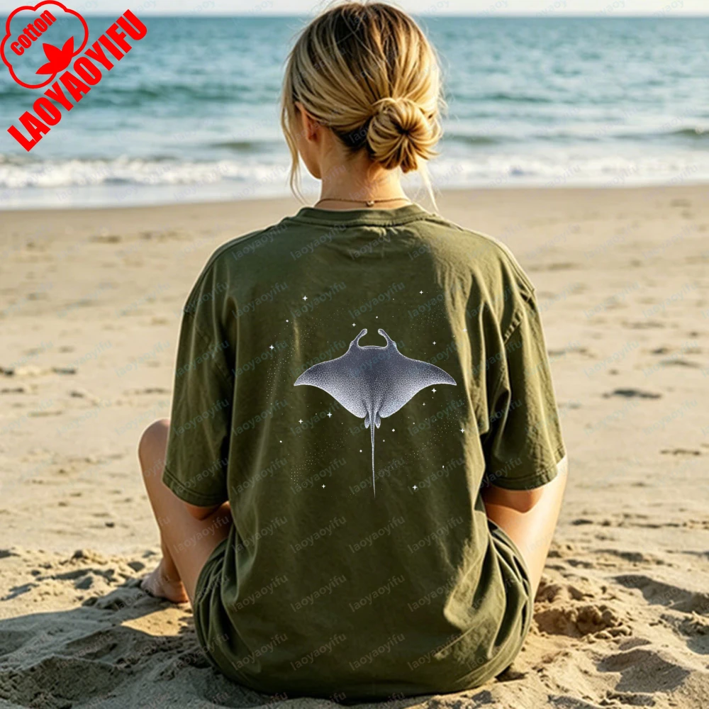 Manta Ray Stingray Cotton Tshirts for Men and Women Cozy Sea Life