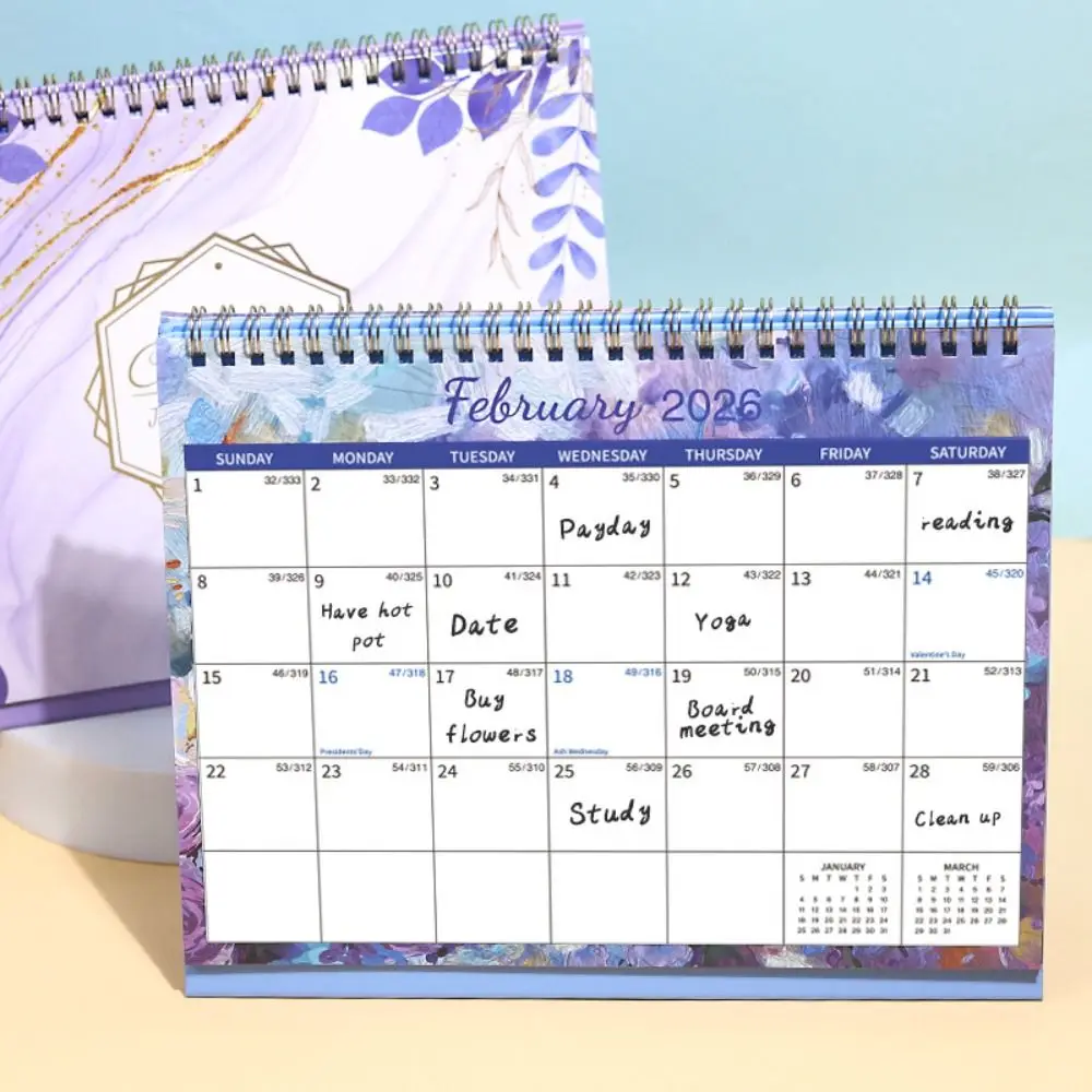 

Creative 2026 Desktop Calendar Thick Paper Daily Schedule Time Manegement Organizers Memo Pad Portable Standing Flip Calendar