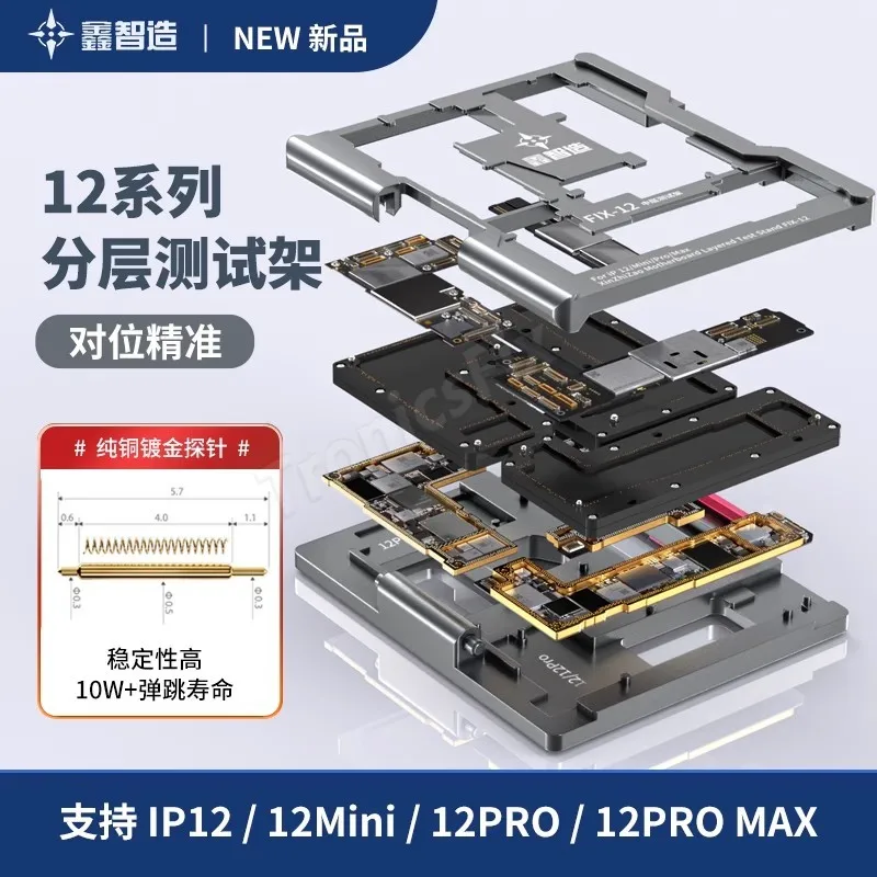 XZZ Motherboard Test Fixture Holder for iPhone 15 14 13 X Max Logic Board Middle Layer Radio Frequency Function Tester iSocket