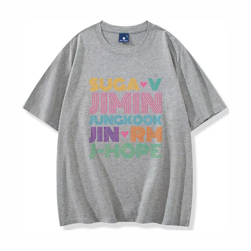 Youth Group Name Design Jungkook Jimin Jin J-Hope Rm Suga V Cotton T-Shirt Top Casual Fashion T Shirt Cotton Top Short Sleeve