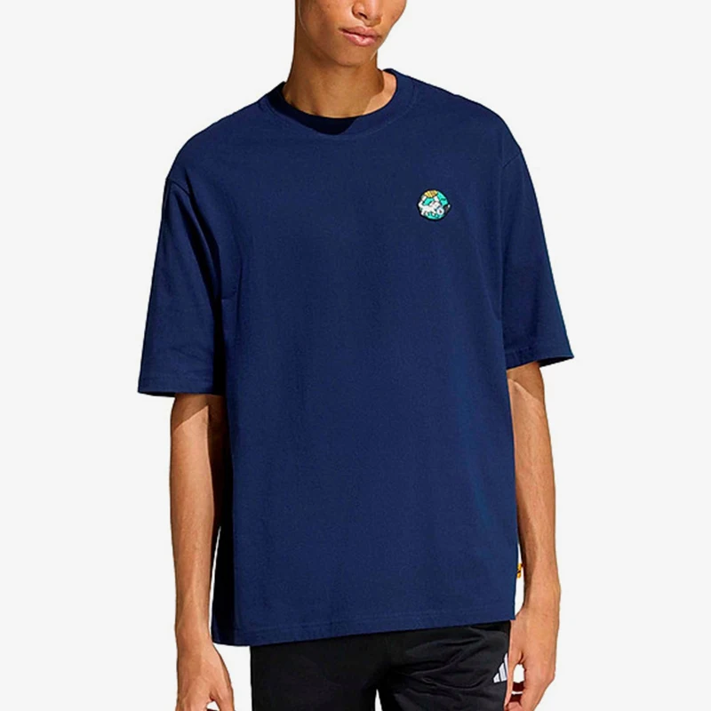 Adidas genuine new men's and women's deep blue skin friendly casual short sleeved T-shirt JZ5062