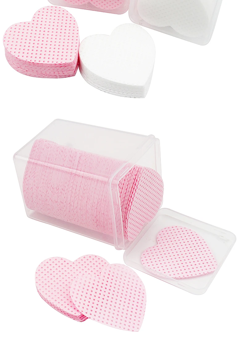 200 stücke Einweg Wimpern Verlängerung Kleber Reinigung Baumwolle Pads Herzförmige Make-Up Entferner Baumwolle Wischen Servietten Kosmetik Werkzeuge – Detail 10