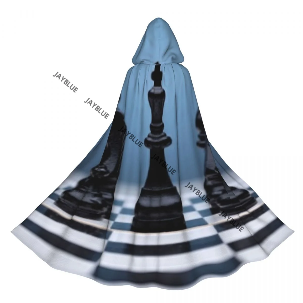 

Hooded Cloak Unisex Cloak with Hood Black Chess Pieces Cloak Vampire Witch Cape Cosplay Costume