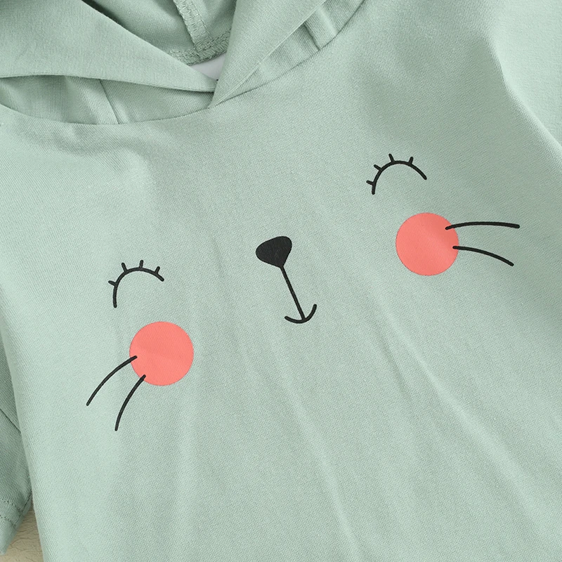 

Infant Baby Boy Girl Easter Romper Carrot Print Rabbit Ears Hooded Jumpsuit Short Sleeve Sweatshirt Bunny T-Shirt Bodysuit