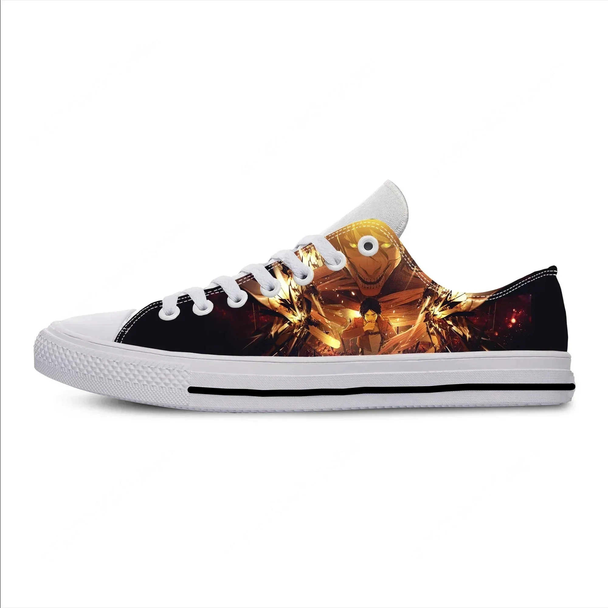 Japanese Anime Manga Attack on Titan Levi Ackerman Casual Cloth Shoes Low Top Lightweight Breathable 3D Print Men Women Sneakers