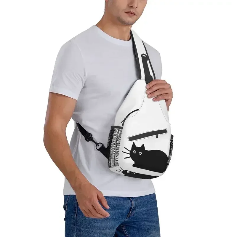 أزياء القطة السوداء Crossbody حبال حقيبة الظهر الرجال حقائب الكتف الصدر للسفر