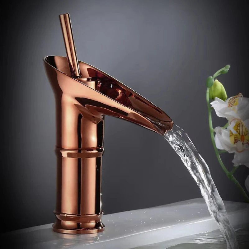

Rose Gold Bathroom Waterfall Faucet Basin Faucets Hot And Cold Antique Bathroom Sink Faucet Gold Faucet Black Mixer Water Taps