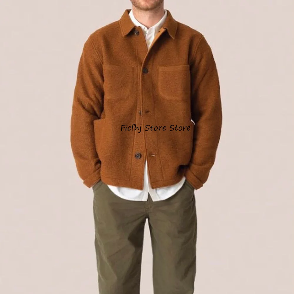 

Casual Man Jackets High Quality Single-breasted Stylish Urban Blazers Men's Coat Wool Fabric Fashion Suit Lapel Social Suits