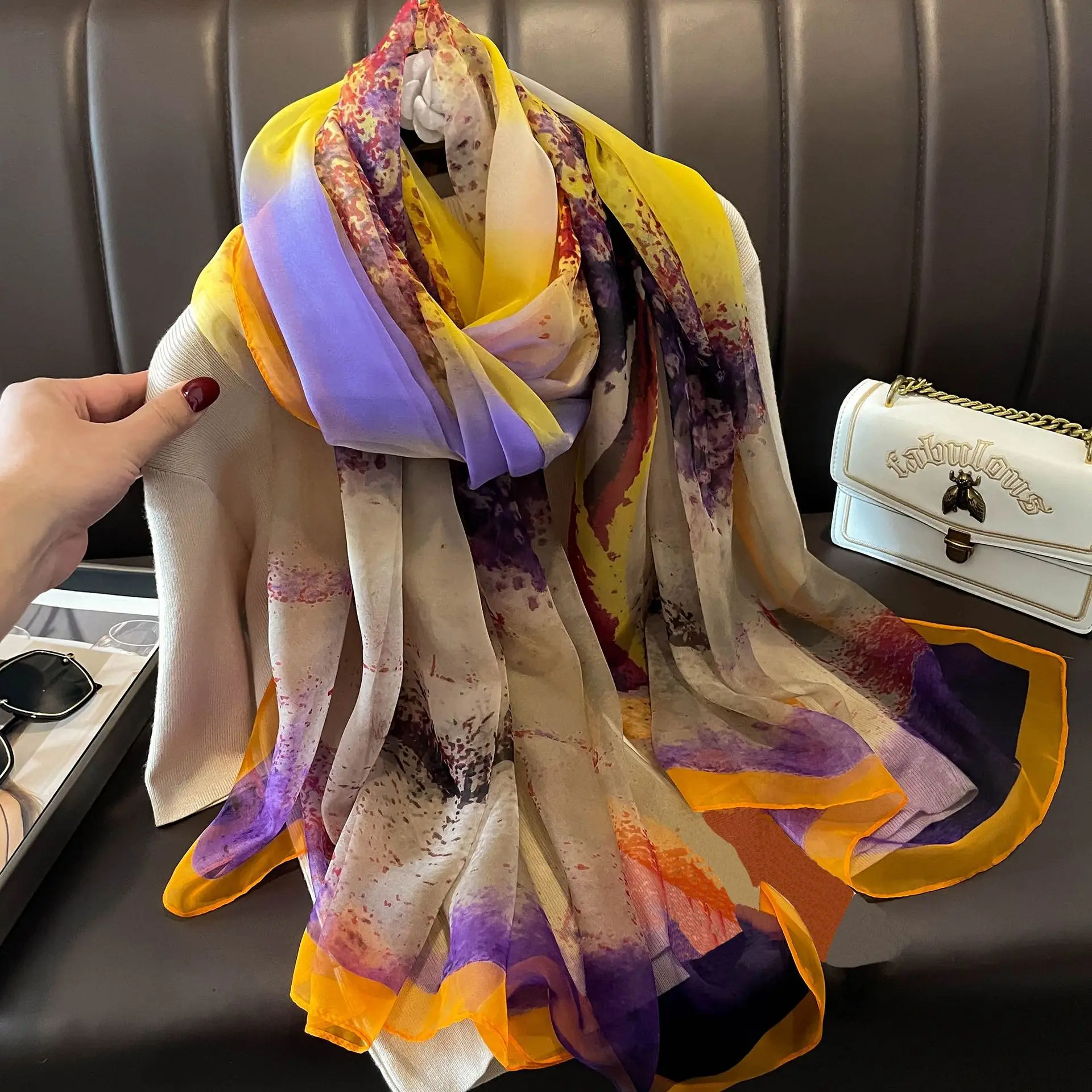 

Summer Long Silk Satin Scarf Shawl Wraps Female Fashion Beach Stoles Pashmina Ladies Scarves Women Female Headband Hijab Echarpe