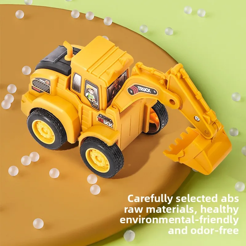 ของเล่นรถก่อสร้างสำหรับเด็ก - รถขุดแบบดึงกลับด้วยแรงเฉื่อย เสริมสร้างการเรียนรู้ด้วยการเล่นจริง ปลอดภัย ทนทาน ของขวัญชิ้นเล็ก