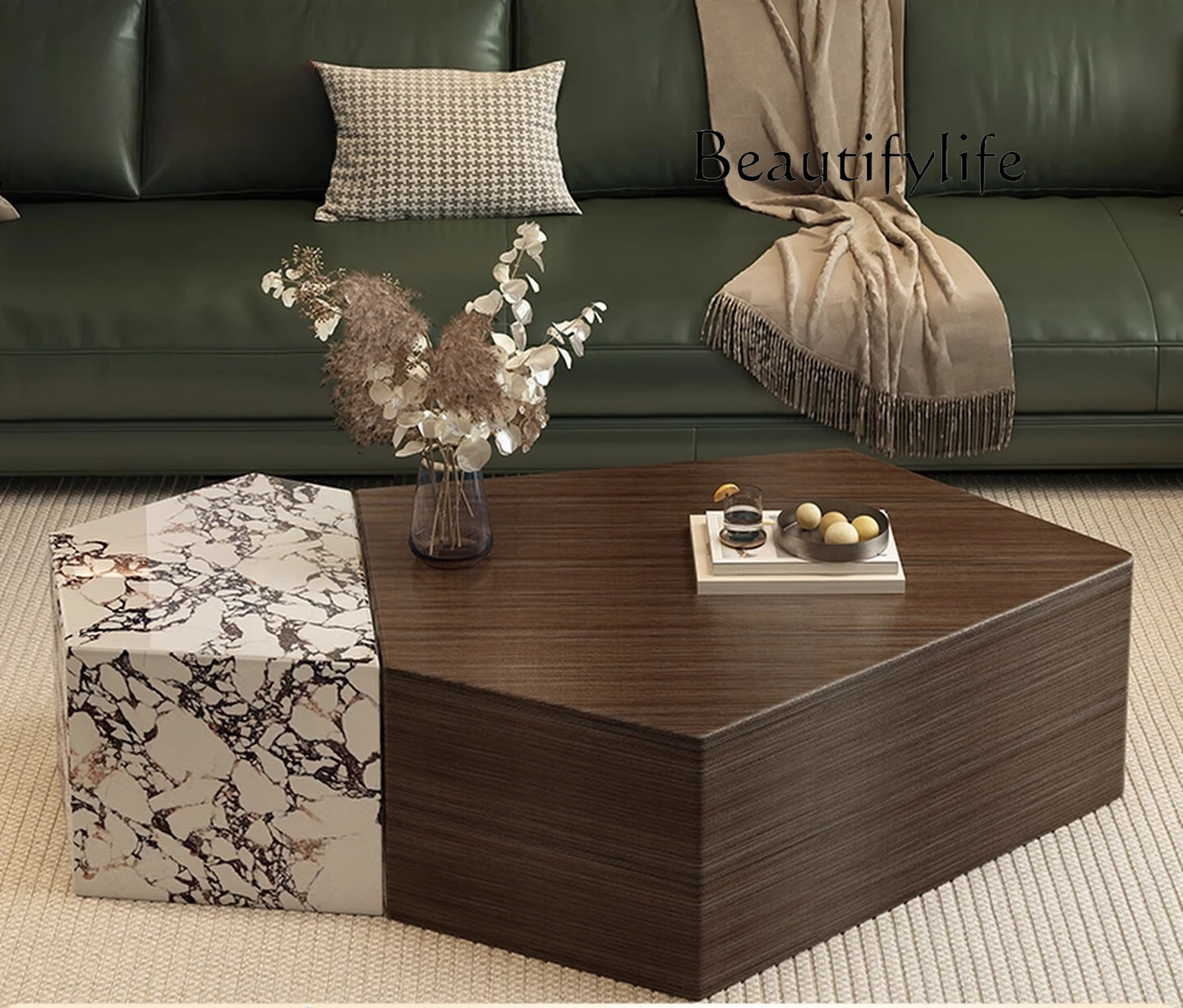 Geometric coffee table living room home office stainless steel special-shaped new Italian style antique combination
